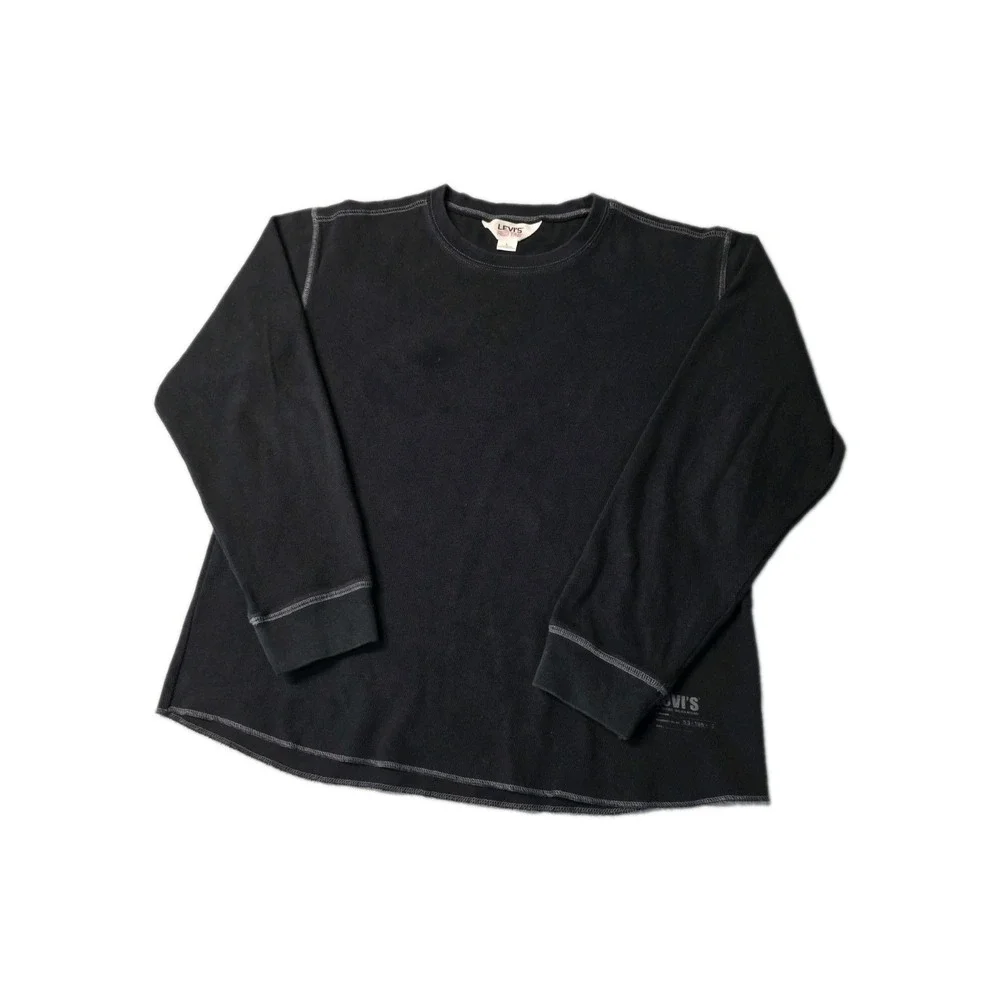 Levis Red Tab Cotton Knit Contrast Stitch Black Mens Size L Long Sleeve Shirt